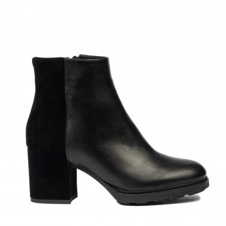 Botines con tacón mujer 1406 negro combinado