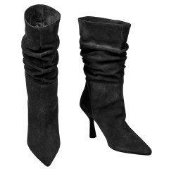 Botines con tacón para mujer 1410 negro terciopelo