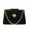 Bolso de hombro para mujer 051g negro camoscio