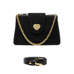 Bolso de hombro para mujer 051g negro camoscio