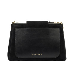 Bolso de hombro para mujer 051g negro camoscio