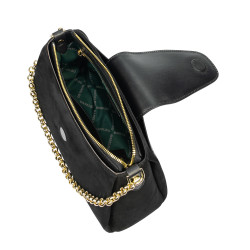 Bolso de hombro para mujer 051g negro camoscio