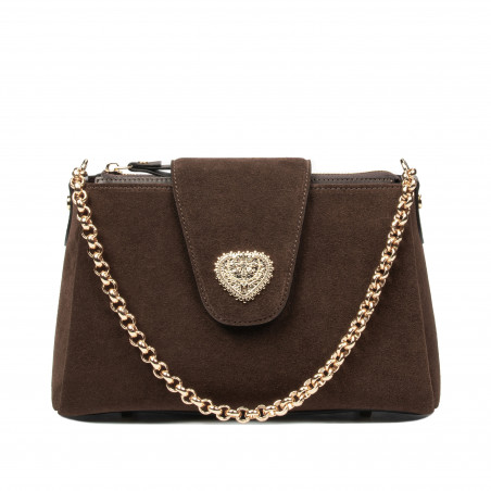 Bolso de hombro para mujer 051g gamuza chocolate