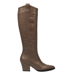 Bota con tacón mujer 1413 croco café
