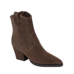 Botines con tacón para mujer 1411 de gamuza chocolate