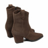 Botines con tacón para mujer 1411 de gamuza chocolate