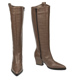 Bota con tacón mujer 1413 croco café