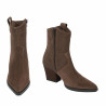 Botines con tacón para mujer 1411 de gamuza chocolate