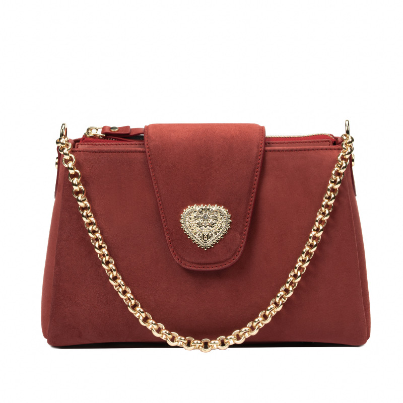 Bolso de mujer de hombro 051g gamuza roja