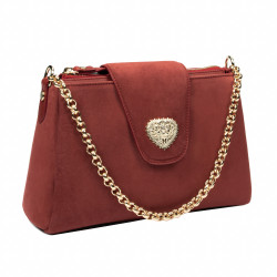 Bolso de mujer de hombro 051g gamuza roja