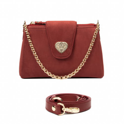 Bolso de mujer de hombro 051g gamuza roja