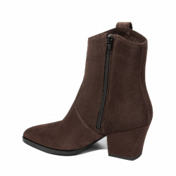 Botines de tacón para dama 1411 cacao velur