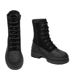 Botines de mujer 3419 negro en velur combinado