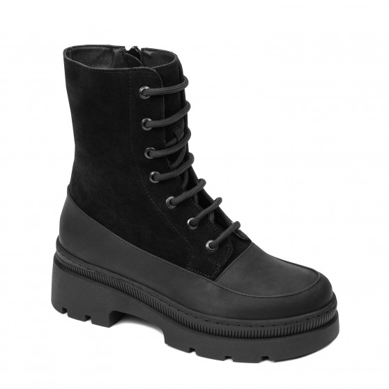 Botines de mujer 3419 negro en velur combinado