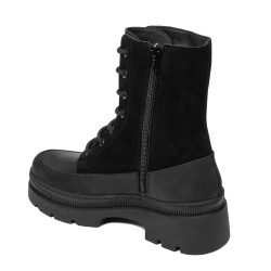 Botines de mujer 3419 negro en velur combinado