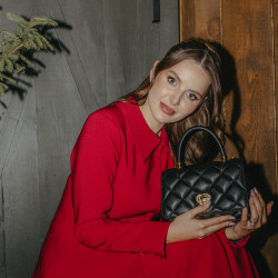 Bolso de mujer de hombro 049g 01 negro caviar
