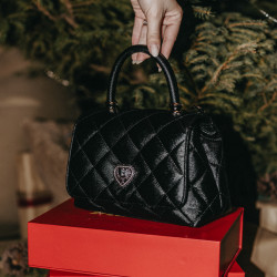Bolso de mujer de hombro 049g 01 negro caviar