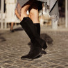 Bota de tacón para mujer 1412 negro de gamuza lifestyle