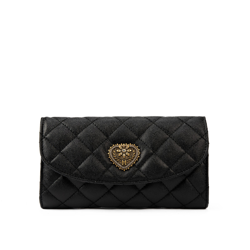 Bolso de hombro para mujer 048g negro caviar