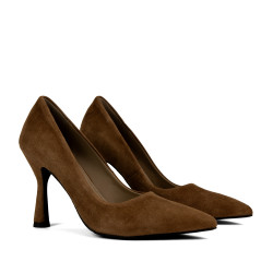 Zapatos elegantes de mujer 1322 marrón terciopelo