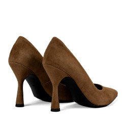 Zapatos elegantes de mujer 1322 marrón terciopelo