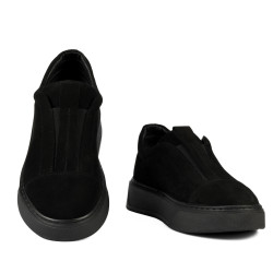 Zapatos casuales para mujer 6095 en negro gamuza
