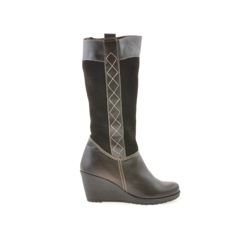 Botas mujer 3221 café combinado