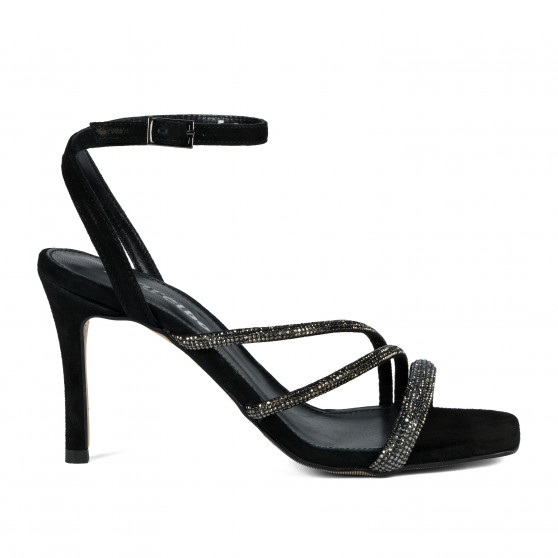Sandalias de mujer 1337 negro velur combinado