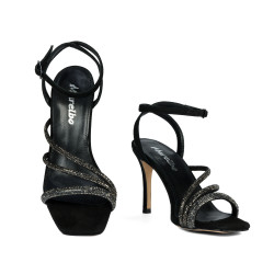 Sandalias de mujer 1337 negro velur combinado