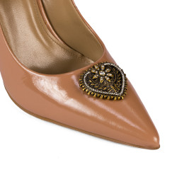 Zapatos elegantes de mujer 1364 charol beige