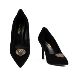 Zapatos elegantes de mujer 1363 terciopelo negro