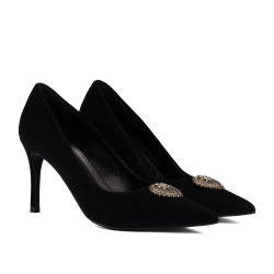 Zapatos elegantes de mujer 1363 terciopelo negro