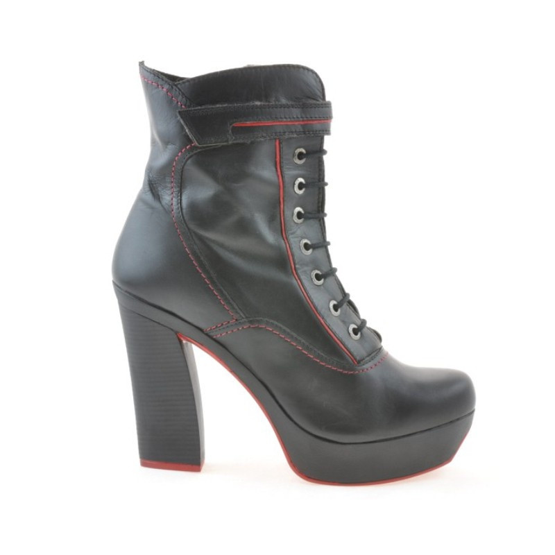 Botines de mujer 3261 negro+rojo