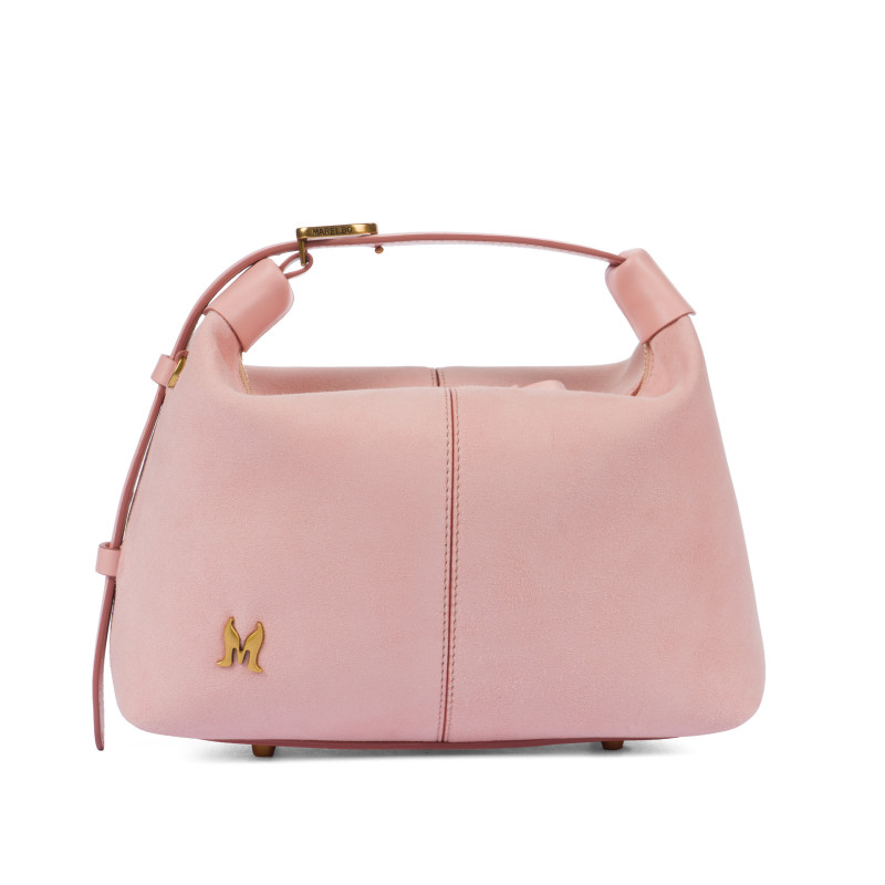 Bolso de mano para dama 037-1g gamuza rosa bebé