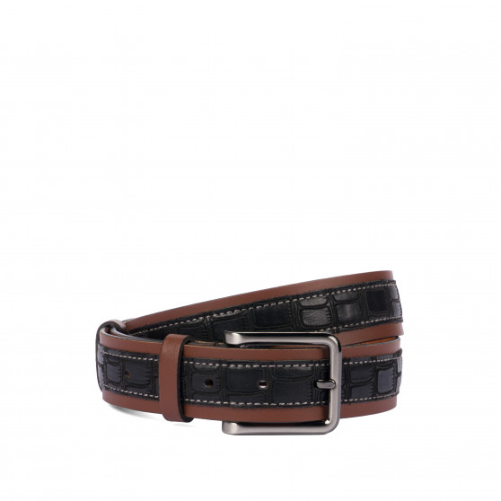 Cinturón hombre 18b croco negro+marrón