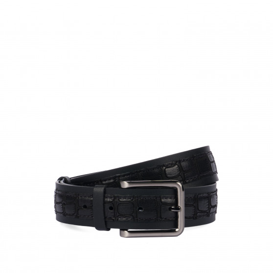 Cinturón hombre 18b negro+croco negro