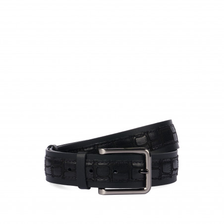 Cinturón hombre 18b negro+croco negro
