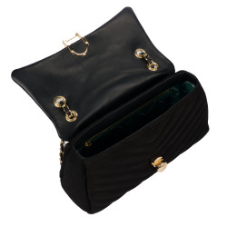 Bolso de mujer de hombro 052g gamuza negra