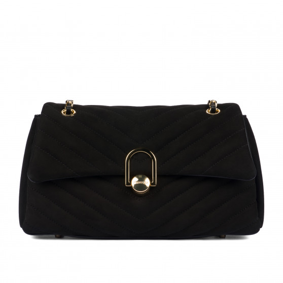 Bolso de mujer de hombro 052g gamuza negra
