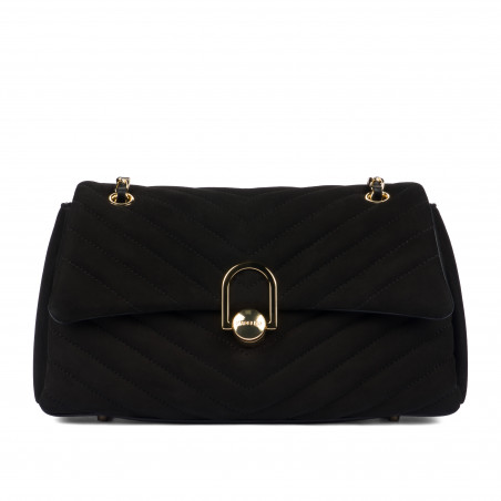 Bolso de mujer de hombro 052g gamuza negra