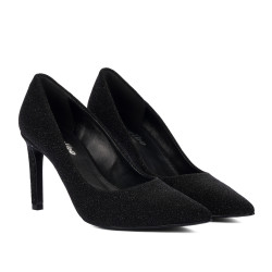 Zapatos elegantes de mujer 1366 negro terciopelo nacarado