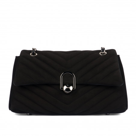 Bolso de mujer de hombro 052g 01 gamuza negra