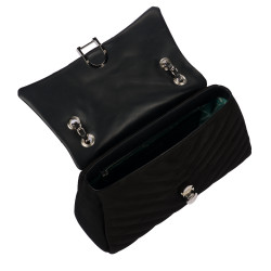 Bolso de mujer de hombro 052g 01 gamuza negra