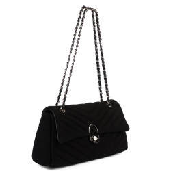 Bolso de mujer de hombro 052g 01 gamuza negra