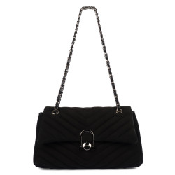 Bolso de mujer de hombro 052g 01 gamuza negra