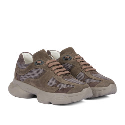 Zapatillas deportivas de mujer 6102 arena velur combinado 01