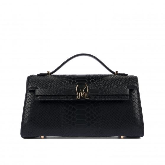 Bolso de mujer de hombro 041g croco negro