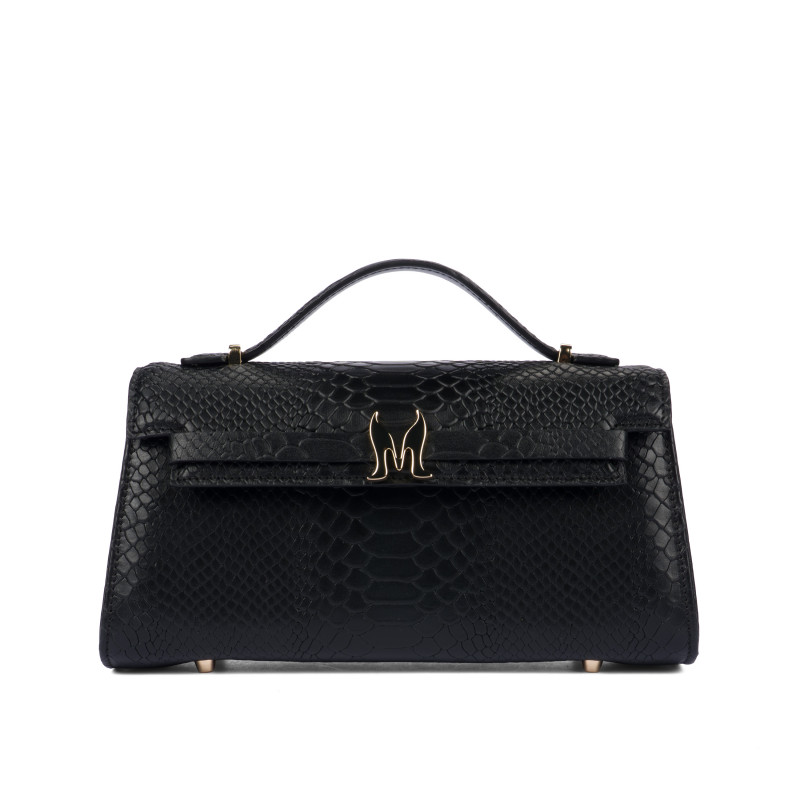 Bolso de mujer de hombro 041g croco negro