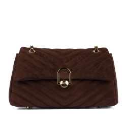 Bolso de mujer tipo bandolera 052g de ante color café