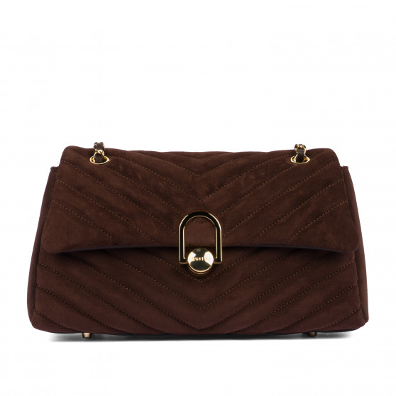 Bolso de mujer tipo bandolera 052g de ante color café